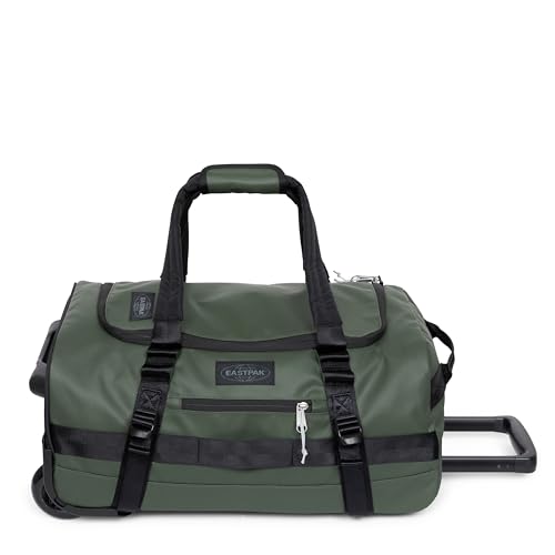 Eastpak Duffel Pack Wheel S – 38L Wheeled Duffel with Telescopic Handle, Convertible Backpack Straps, Weatherproof Finish & Gear Loops - color: Tarp Forest