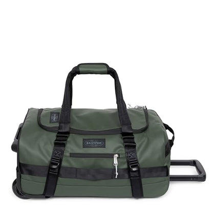 Eastpak Duffel Pack Wheel S – 38L Wheeled Duffel with Telescopic Handle, Convertible Backpack Straps, Weatherproof Finish & Gear Loops - color: Tarp Forest