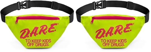 Tipsy Elves DARE Fanny Pack with Adjustable Belt and 3 Zippered Pockets - Neon Fanny Pack - Includes Discreet Hidden Zipper Pocket for Storing Valuables (Neon Green) (Pack of 2) - color: Green Neon DARE, size: One Size (Pack of 2)