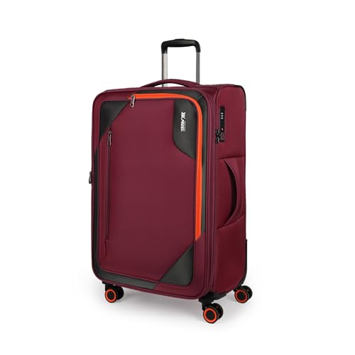 28'' Luggage with Spinner Wheels,Checked Softside Luggage - color: Burgundy, size: Checked-Large 28-Inch