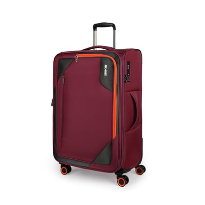 28'' Luggage with Spinner Wheels,Checked Softside Luggage - color: Burgundy, size: Checked-Large 28-Inch