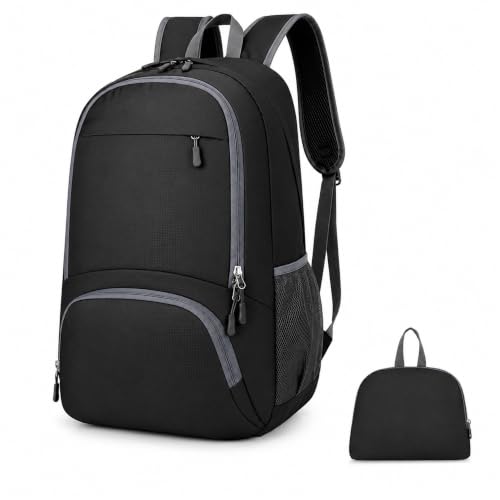 Foldable Backpack Waterproof Lightweight, 20-35L Packable Travel Daypack for Men & Women, High-Density Fabric for Air Travel, Hiking, Beach, Theme Parks, Gym & Shopping