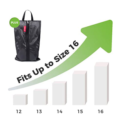 pack all Plus-Sized Shoe Bag for Travel, Water-Resistant Shoe Pouch - color: Plus-Black, style: 2 Pack