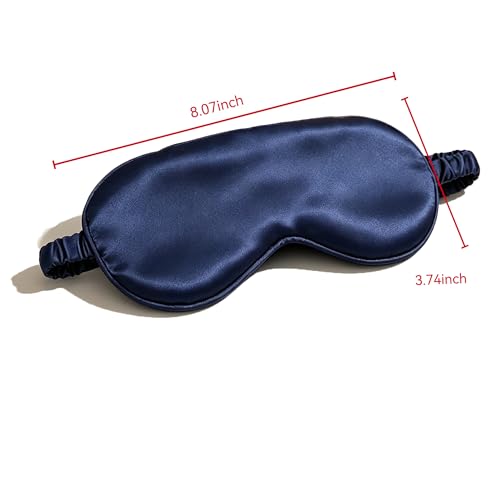 Silk Sleep Mask Dark Blue Adjustable Elastic Band Blackout for Traveling Multicolor Options Comfortable Breathable (Navy Blue) Single Pack - color: Navy