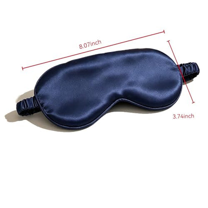 Silk Sleep Mask Dark Blue Adjustable Elastic Band Blackout for Traveling Multicolor Options Comfortable Breathable (Navy Blue) Single Pack - color: Navy