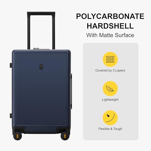 LEVEL8 Elegance Carry-on Suitcase, 20 Inch Carry on Luggage, Hardside Large Suitcases with Wheels, Tavel Bag with Tsa Lock, Navy Blue - color: Navy Blue, size: 20 Inch
