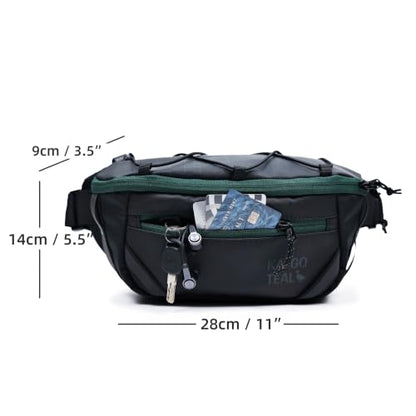 Travel Fanny Pack 3L, Crossbody Adjustable Strap, Padded Back, Water Repellent - color: Black Stealth