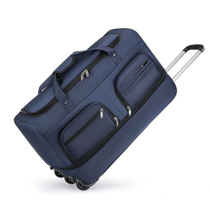 Expandable Rolling Duffle Bag with Wheels, 28" Foldable Carry On Luggage Suitcases, Water-Resistant Travel Duffle Bag Carry On Suitcase Weekend Bag for Women Men Navy Blue - color: Blue, size: 28in