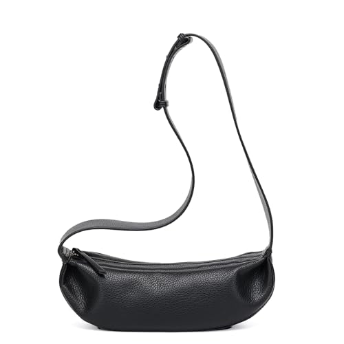 KouLi Buir Sling Bag for Women Casual Hobo Bag Adjustable Wide Strap Crossbody Chest Bag Lightweight Shoulder Purse - color: Black