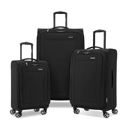 Samsonite Saire LTE Softside Expandable Luggage with Spinner Wheels, Black, 3-Piece Set (Carry On/Medium/Large) - color: Black, size: 3-Piece Set (Carry on/Medium/Large)