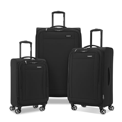 Samsonite Saire LTE Softside Expandable Luggage with Spinner Wheels, Black, 3-Piece Set (Carry On/Medium/Large) - color: Black, size: 3-Piece Set (Carry on/Medium/Large)