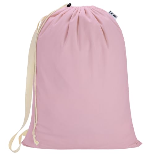 Canvas Laundry Bag with Shoulder Strap & Drawstring, 23"W x 29"H, Pink - color: Pink