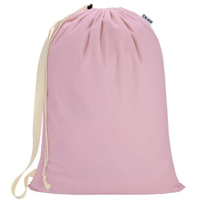 Canvas Laundry Bag with Shoulder Strap & Drawstring, 23"W x 29"H, Pink - color: Pink