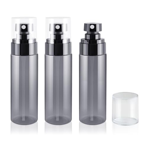 3PCS 100ml Travel Spray Bottles Set, Refillable Mini Spray Bottles with Fine Mist Spray Bottle Nozzle – Ideal for Toners and Skincare - color: Black - 3.4oz