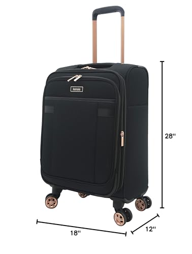 kensie Hudson Softside 3-Piece Spinner Luggage Set, Black with Rose Gold - color: Black with Rose Gold