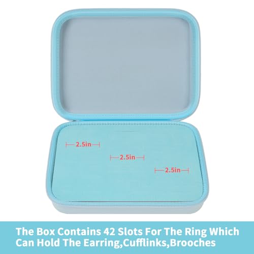 GWCASE Ring Organizer Box, 42-Slot Hard Shell Case, Holds 50+ Pieces, Blue - color: blue