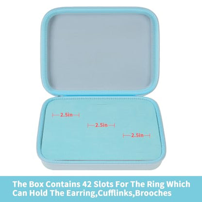 GWCASE Ring Organizer Box, 42-Slot Hard Shell Case, Holds 50+ Pieces, Blue - color: blue