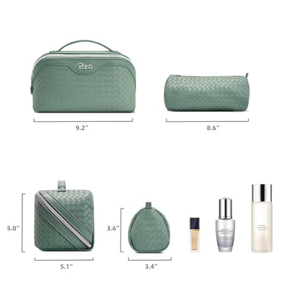BOYATU Travel Makeup Bag Cosmetic Bags for Women: 3 Pcs Set Make up Bag - color: L10 Grass Green