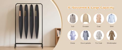 Syeeiex Compression Hanging and Space Saving Garment Bag, 54 Inch, Black - color: Black, size: 54" - 2pcs(8" Gusseted)