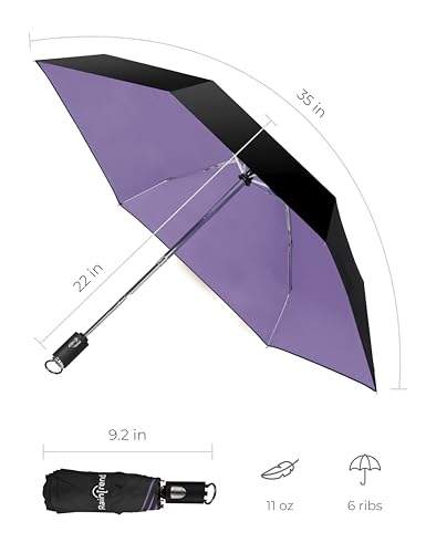 Travel Mini Umbrellas for Rain & Sun UV Protection Compact Folding Automatic Lightweight and Small Сollapsible Windproof Umbrella Women - color: Purple inside