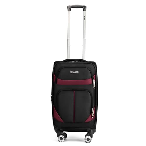 20" Carry-On Luggage,Softside Suitcase w/LOCK,Expandable - color: Black-Burgundy, size: Carry-On 20-Inch
