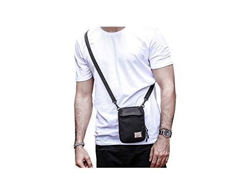 Small Crossbody Bag for Men, Mini Messenger Bag Shoulder Bag for Phone Passport - color: A-black