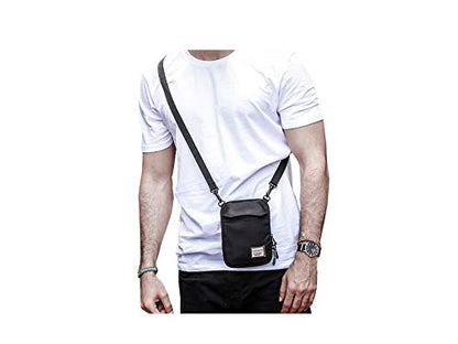 Small Crossbody Bag for Men, Mini Messenger Bag Shoulder Bag for Phone Passport - color: A-black
