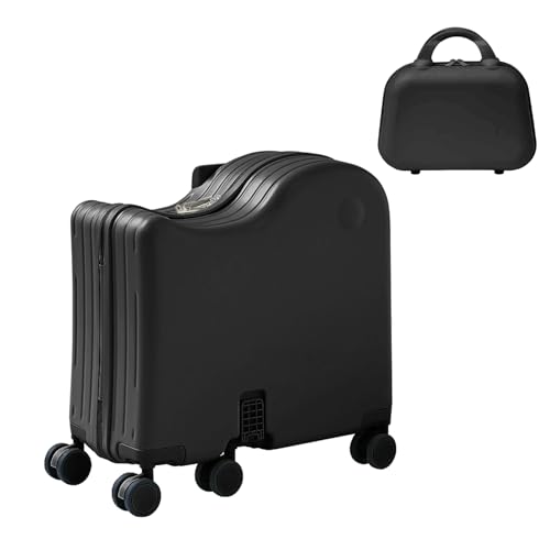 Ride-On Luggage, 6-Wheel Kids Suitcase with Cup Holder, Portable Bag - color: Black
