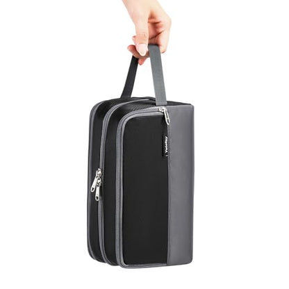 Yeiotsy Toiletry Bag - Travel Dopp Kit with Mesh Pockets, Compact Organizer for Gym, Camping, Hiking (Black) - color: Black