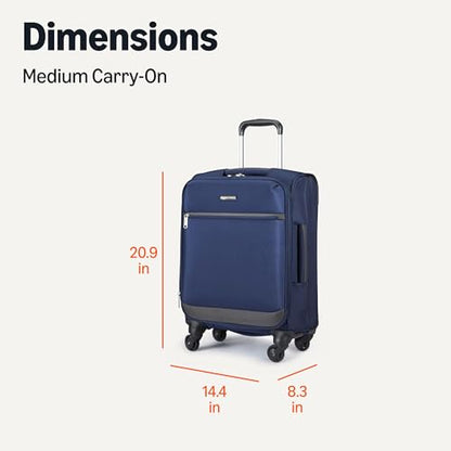 Amazon Basics Softside 수하물, 네이비 블루, 미디엄 기내용 - color: 네이비 블루, size: 18”, style: 미디엄 기내용