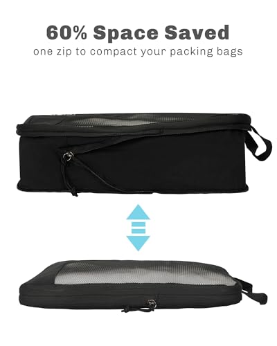 2 Set Compression Packing Cubes for Suitcases,Luggage,Travel Bag Organizer - color: Black-2 PCS