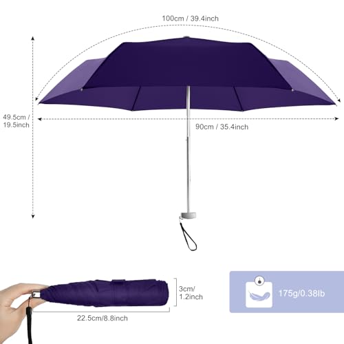 Travel Umbrella Compact Small Folding Windproof Lightweight for Women - color: 12.Dark Purple