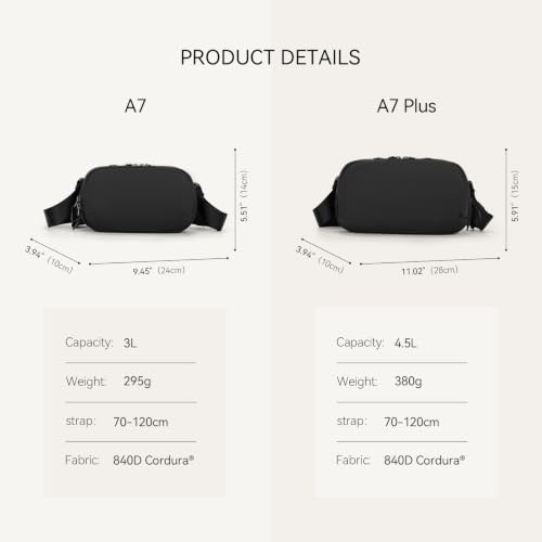 reeyee 3L Commuter Sling Bag for Men, 840D Cordura, Quick Release, Black - size: A7-Quick-release model-3L