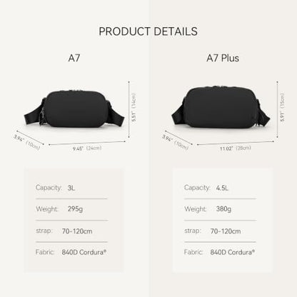 reeyee 3L Commuter Sling Bag for Men, 840D Cordura, Quick Release, Black - size: A7-Quick-release model-3L