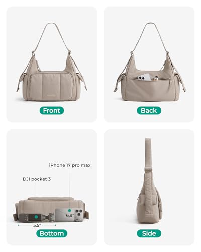 BAGSMART Crossbody Hobo Bags for Women, Small Puffer Everyday Purse - color: Coffee Brown