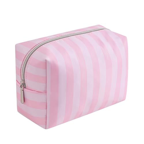 Cute Pink & White Stripe Makeup Bag for Women Girls(01Simple) - color: 01Simple