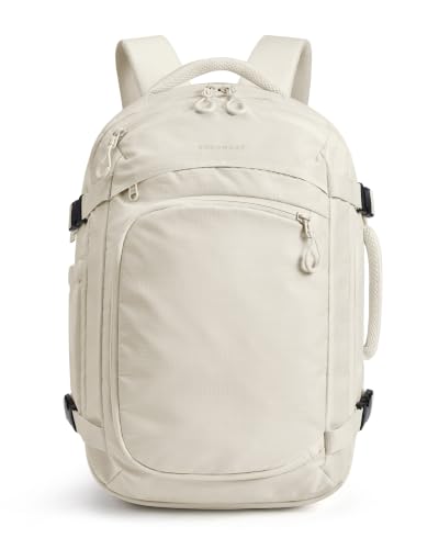 BAGSAMRT 35L Travel Backpack for Men Women, 17-In Carry on Backpack, Beige - color: Light Beige