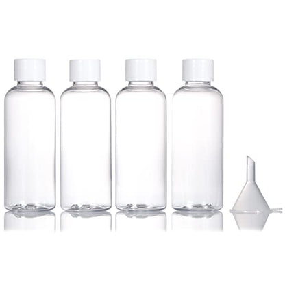 4pcs Travel Bottles,80ml Refillable Clear Empty Plastic Travel Size Containers Bottles with Screw Lids for Toiletries,Soap,Shampoo and Conditioner