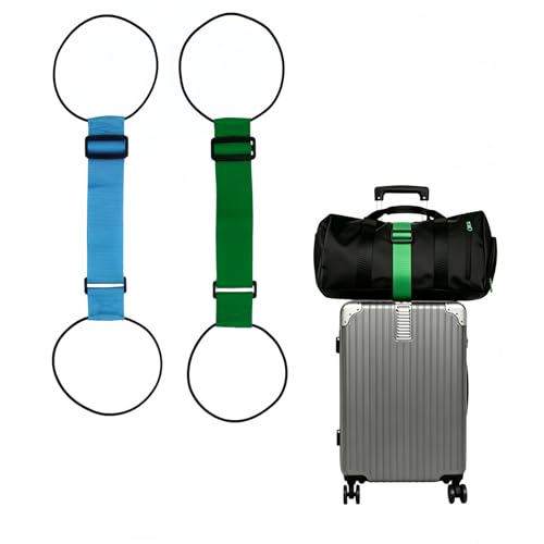 Adjustable Luggage Straps, Blue+Green - color: Blue+Green