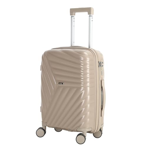 20 Inch Carry On Luggage with TSA Lock, Lightweight PP Hardside Suitcase with 360° Spinner Wheels, Anti-Burst Zipper, 2-Step Telescopic Handle, Travel Carry-On Suitcase for Women and Men (Khaki-B) - color: Khaki-B