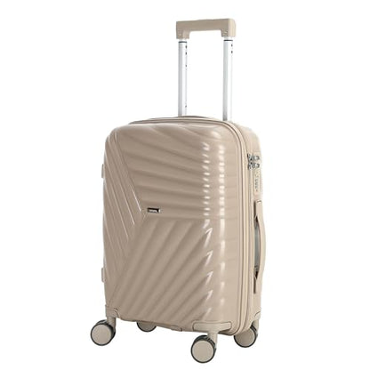 20 Inch Carry On Luggage with TSA Lock, Lightweight PP Hardside Suitcase with 360° Spinner Wheels, Anti-Burst Zipper, 2-Step Telescopic Handle, Travel Carry-On Suitcase for Women and Men (Khaki-B) - color: Khaki-B