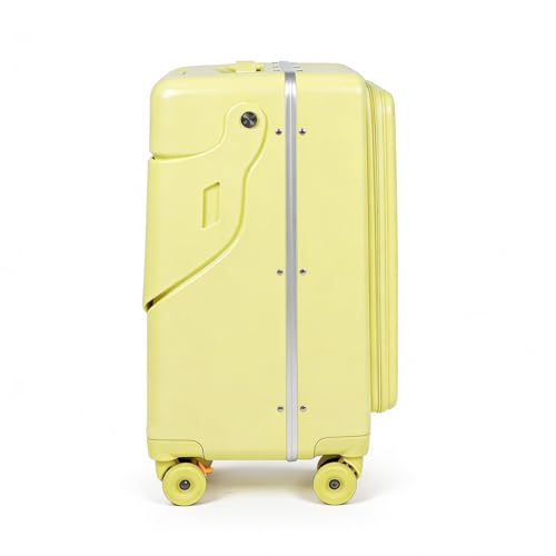 Ride-on Carry-on Suitcase with Foldable Backrest for Kids & Adults,TSA Lock, Cup Holder Versatile Travel Gear for Family(Yellow) - color: Yellow
