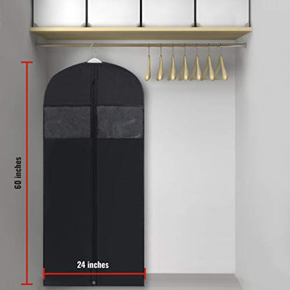 PLX 60" Inch Black Garment Bags for Long Hanging Clothes - size: 6 pack black: 60” x 24”
