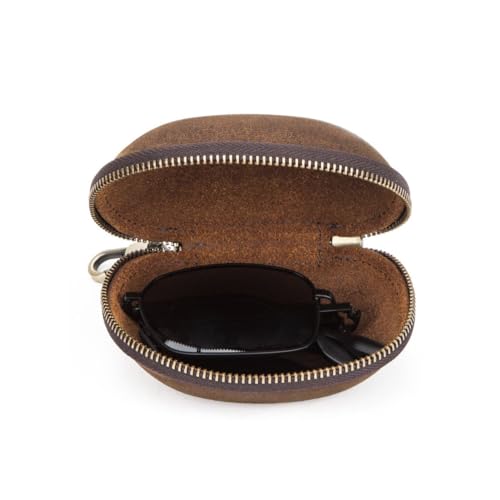Unisex Semi-Hard Shell Folding Eyeglasses Cases With Clasps - color: Brown