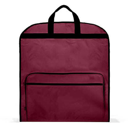 Dalix 60" Foldable Garment Bag Suits Cover Dresses w Front Pocket - color: Maroon