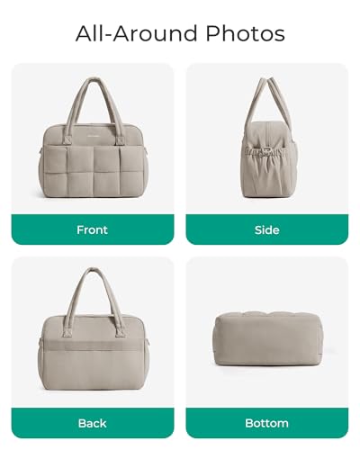 BAGSMART Gym Bag for Women, Personal Item Puffer Duffle Bag, Weekender Overnight Carry On Tote Handag for Travel - color: Camel