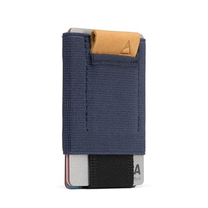 NOMATIC Slim Wallet For Men - Mens Wallet Slim - Navy With Leather - color: Navy with Leather Tab