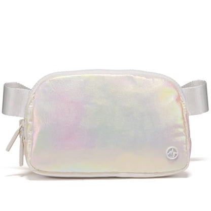 Pander Nylon Fanny Pack for Women, Two-Way Zipper Crossbody Bag - color: Iridescent