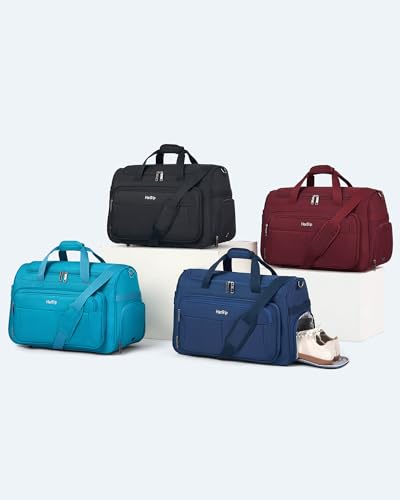 HanTrip 21 Inch Carry On Duffel Bag Foldable Overnight Tote Bags, Burgundy - color: Burgundy, size: Carry-on 21.5-Inch