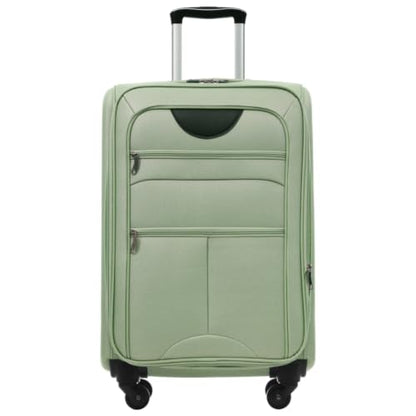 Softside Expandable Luggage Set 3 Piece, Lightweight 22/26/30 Inch Upright Spinner Suitcase with TSA Lock, 610D Polyester Travel Set (Light Green) - color: Light Green